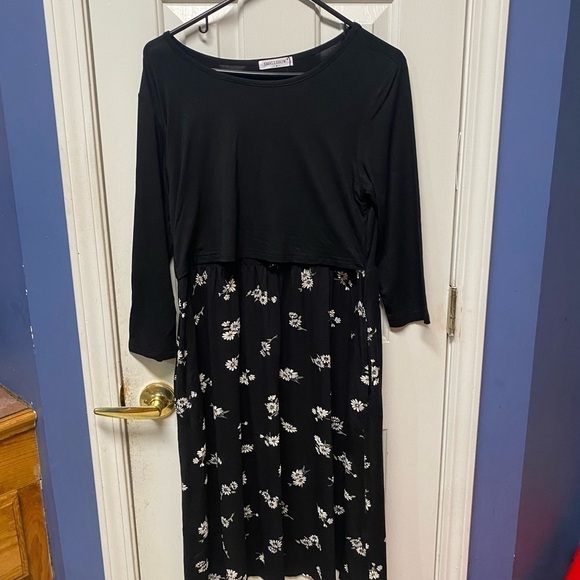 Smallshow Women's Short Sleeve Patchwork Nursing maternity dress  M - Picture 4 of 12